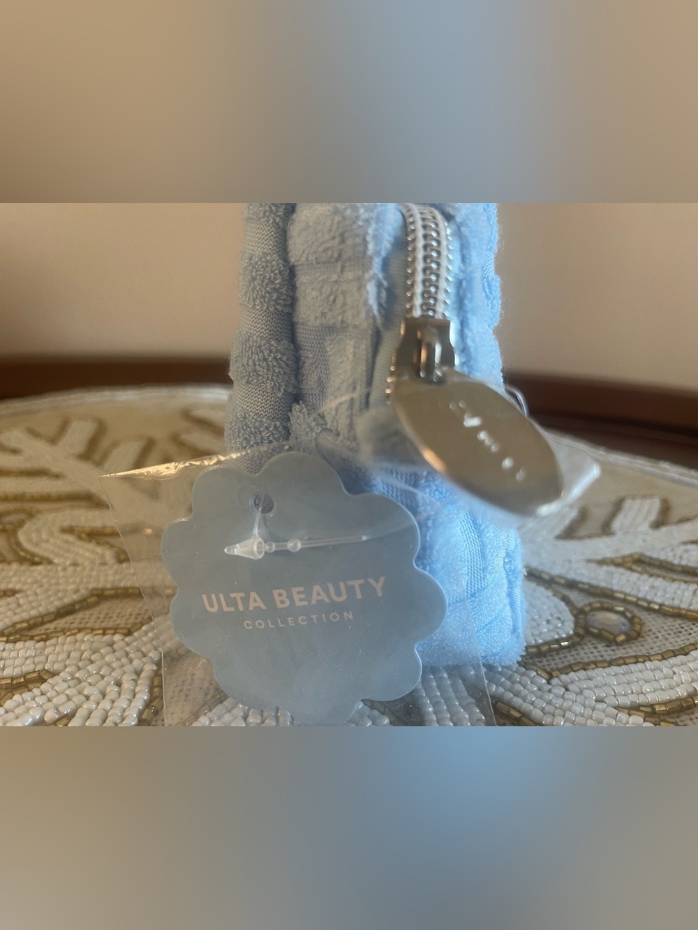 Ulta Beauty Light Blue Textured Makeup Zip Pouch